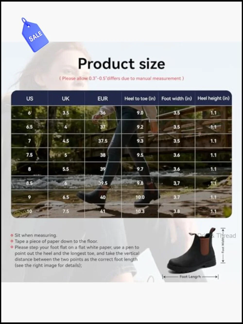 Women's Chelsea Ankle Hiking Boots Waterproof Slip-Resistant